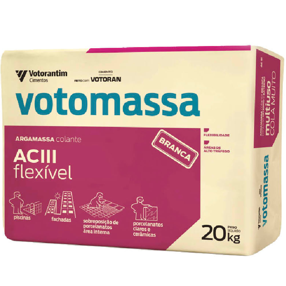 Argamassa AC3 Votomassa Interno Externo Branca 20kg