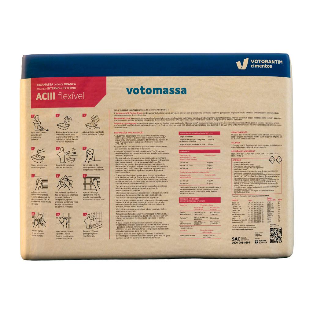 Encontraproduto.com.br - Argamassa AC3 Votomassa Interno Externo Branca 20kg