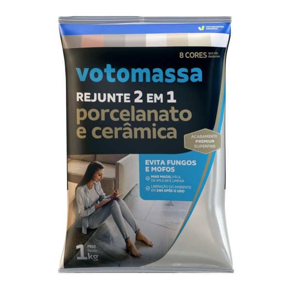 Encontraproduto.com.br - Rejunte 2x1 Porcelanatos e Cerâmicas 1kg Bege 6204377 Votomassa