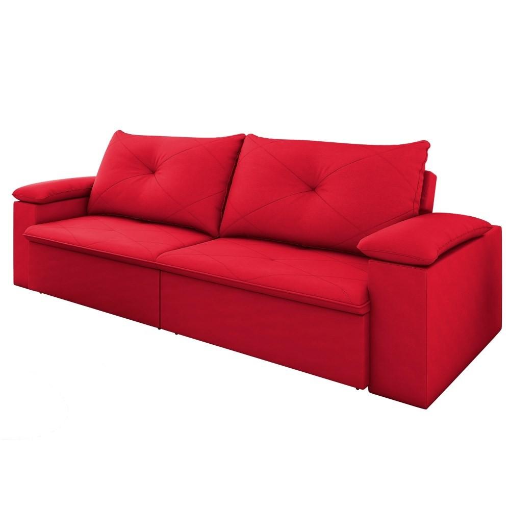 Sofá Retrátil Reclinável Sala de Estar 3 Lugares 230cm Tico Suede Vermelho - DMonegatto