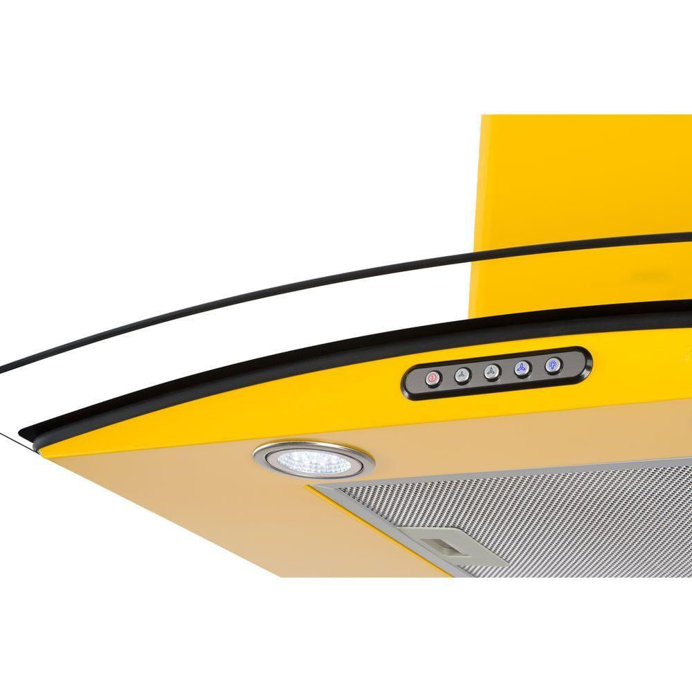 Encontraproduto.com.br - Coifa De Parede 60cm Vidro Curvo Slim Fogatti Amarelo 110v