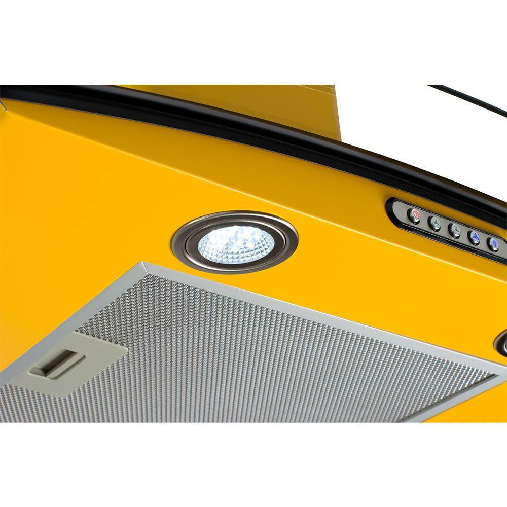 Encontraproduto.com.br - Coifa De Parede 60cm Vidro Curvo Slim Fogatti Amarelo 110v