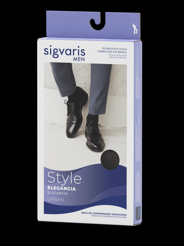 Encontraproduto.com.br - Meia 3/4 Panturrilha Urban 193B 15-20 MMHG Sigvaris Preta