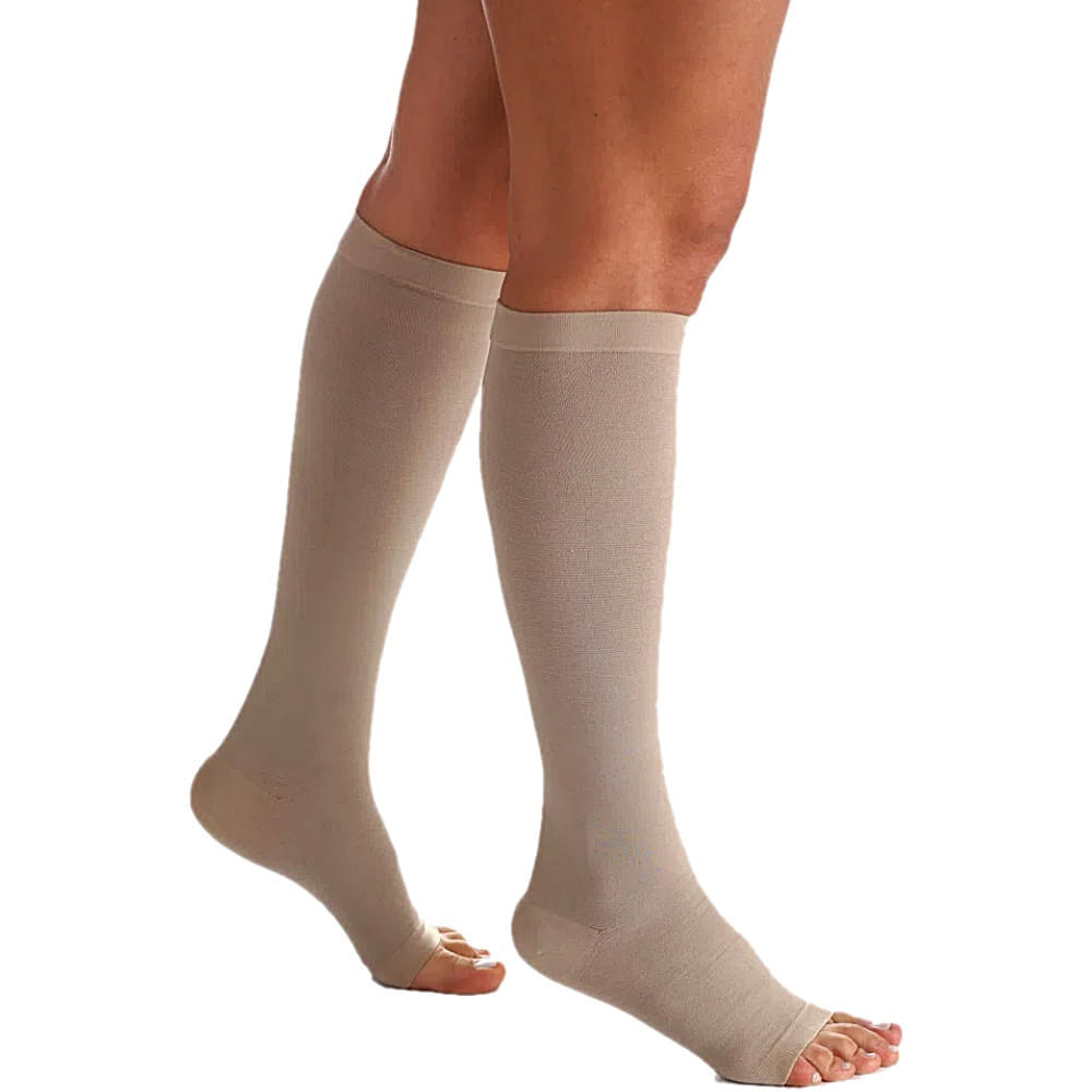 Meia Panturrilha Sigvaris Algodão Super - 30-40Mmhg - M2 - Aberta - Bege