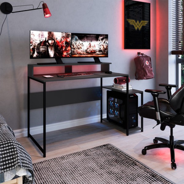 Encontraproduto.com.br - Mesa Gamer Ryze 4500 Preta/grafite Placa E Ponto