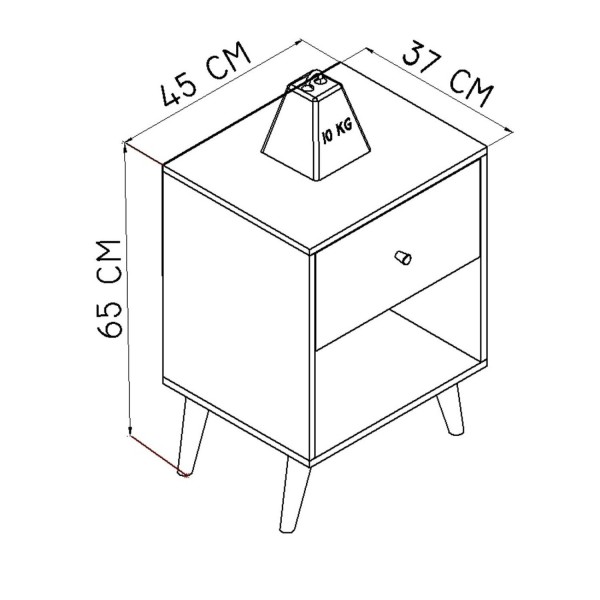 Encontraproduto.com.br - Mesa de Cabeceira com 1 Gaveta - Mel