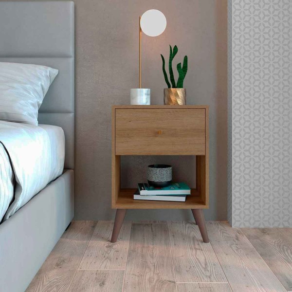 Encontraproduto.com.br - Mesa de Cabeceira com 1 Gaveta - Mel