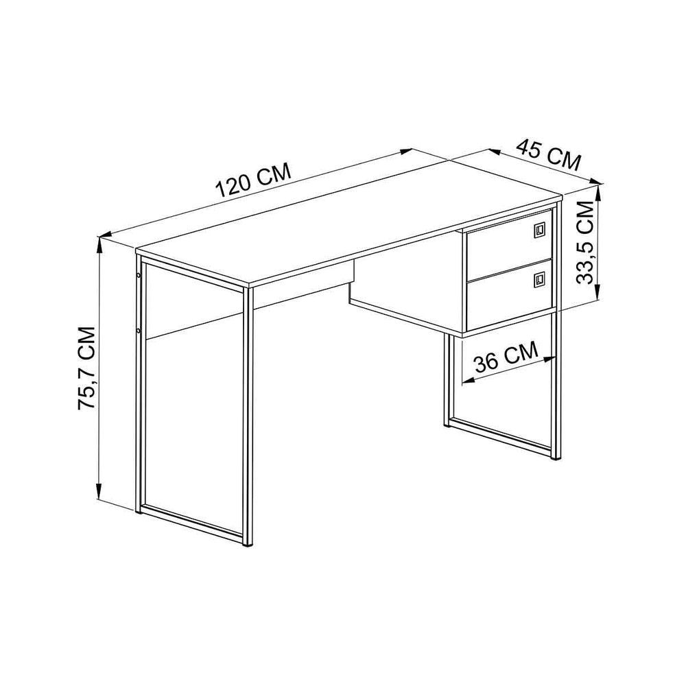 Encontraproduto.com.br - Escrivaninha Industrial com 2 Gavetas - Branco
