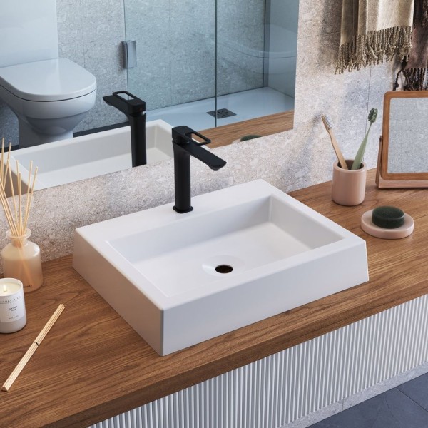 Encontraproduto.com.br - Cuba De Sobrepor Retangular Para Banheiro E Lavabo C005 Placa&ponto Branco