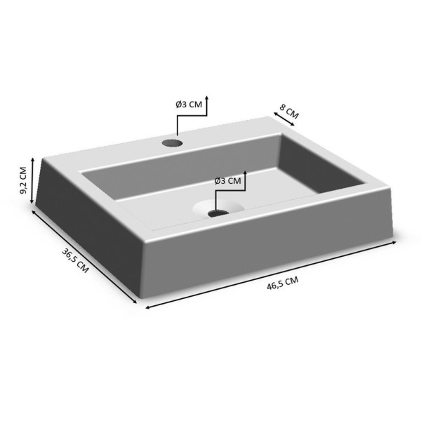 Encontraproduto.com.br - Cuba De Sobrepor Retangular Para Banheiro E Lavabo C005 Placa&ponto Branco