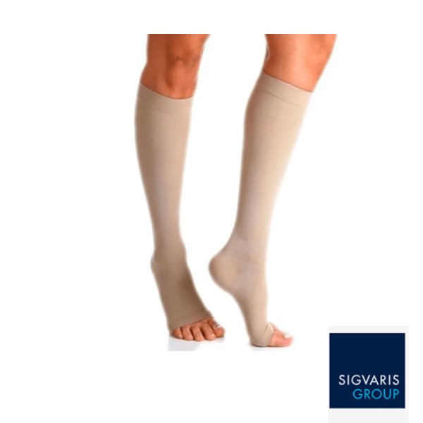 Encontraproduto.com.br - Meia Panturrilha (3/4) Sigvaris Select Comfort Premium 20-30 mmHg G (Tamanho Grande) Curto, Cor Natural, Ponteira Aberta