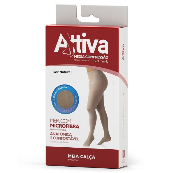 Encontraproduto.com.br - Meia calça média compressão 18-21 com ponteira natural GG - Attiva