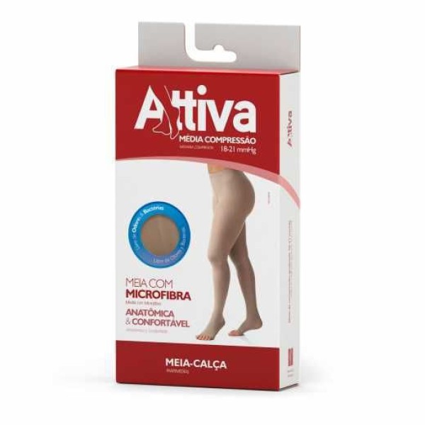 Encontraproduto.com.br - Meia calça média compressão 18-21 com ponteira natural GG - Attiva