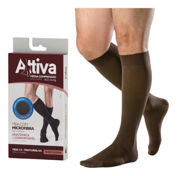 Encontraproduto.com.br - Meia ¾ Panturrilha Attiva Media Compressao 18-21 Mas Fechada Preta Tamanho P Cor PRETA