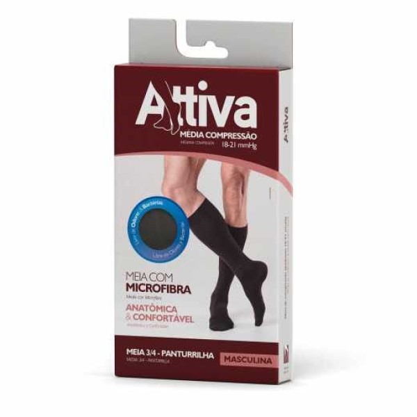 Encontraproduto.com.br - Meia ¾ Panturrilha Attiva Media Compressao 18-21 Mas Fechada Preta Tamanho P Cor PRETA