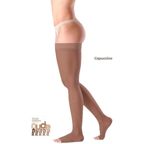 Encontraproduto.com.br - Meia Coxa Sigvaris Ever Sheer - Média Compressão - Aberta - Capuccino - Tam P2