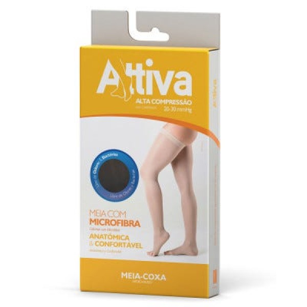 Encontraproduto.com.br - Meia Coxa 7/8 Attiva Alta Compressao 20-30 Fem Aberta Preta Tamanho GG Cor PRETA GG