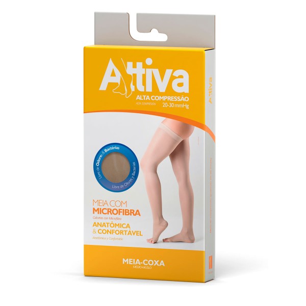 Encontraproduto.com.br - Meia-Coxa 7/8 Alta Compressão Attiva 20-30 Com Ponteira Preta M 1 Unidade