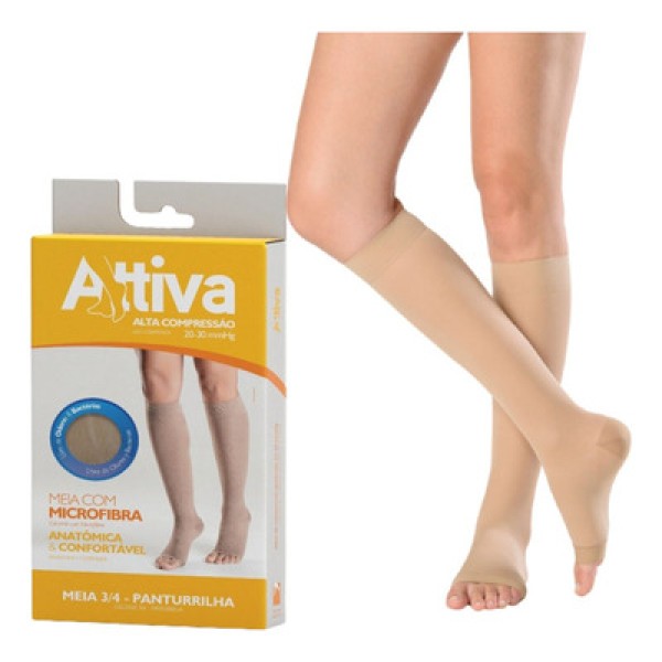 Meia ¾ Panturrilha Attiva Alta Compressao 20-30 Mas Fechada Marrom Tamanho G Cor MARROM G