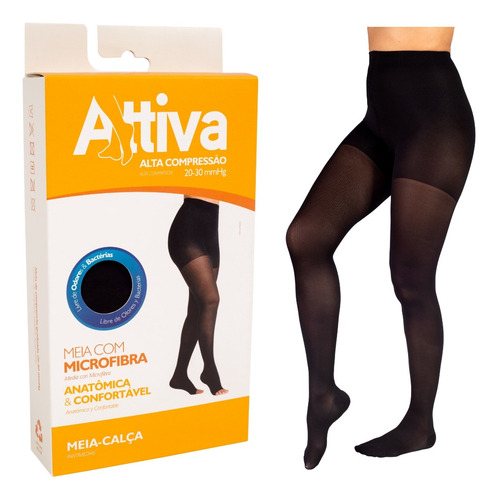 Encontraproduto.com.br - Meia Calca Attiva Alta Compressao 20-30 Fem Fechada Preta Tamanho M Cor PRETA M