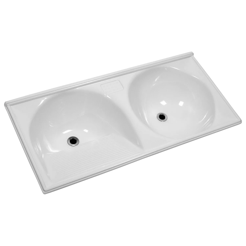 Encontraproduto.com.br - Tanque Decoralita Marmore Sinterruptor TP-120R 120x60cm Duplo Branco Gelo