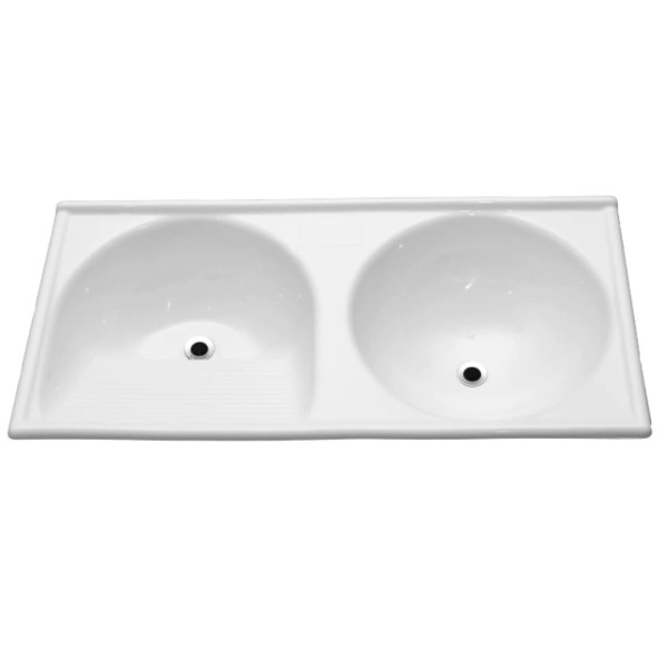 Encontraproduto.com.br - Tanque Decoralita Marmore Sinterruptor TP-120R 120x60cm Duplo Branco Gelo
