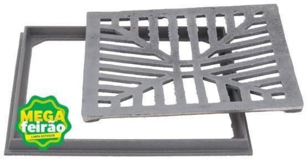 Ralo Grelha Quadrado Brazilian PA262 com Porta Ralo Grelha Quadrado Ferro Fundido Kit com 3 Peças de Diferentes Tamanhos