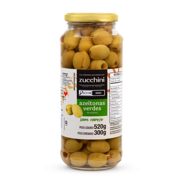 Azeitona Verde Sem Caroço Zucchini Vidro 300g