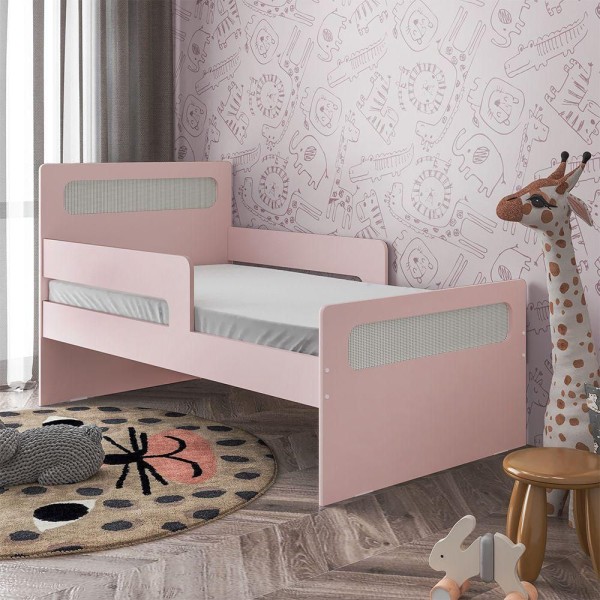 Encontraproduto.com.br - Cama Juvenil Solteiro Isa Com Grade Lateral Rose - Cor: Rosa