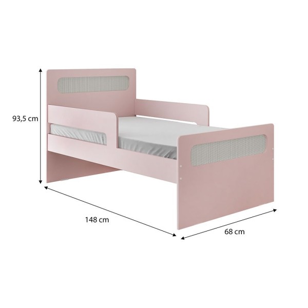 Encontraproduto.com.br - Cama Juvenil Solteiro Isa Com Grade Lateral Rose - Cor: Rosa