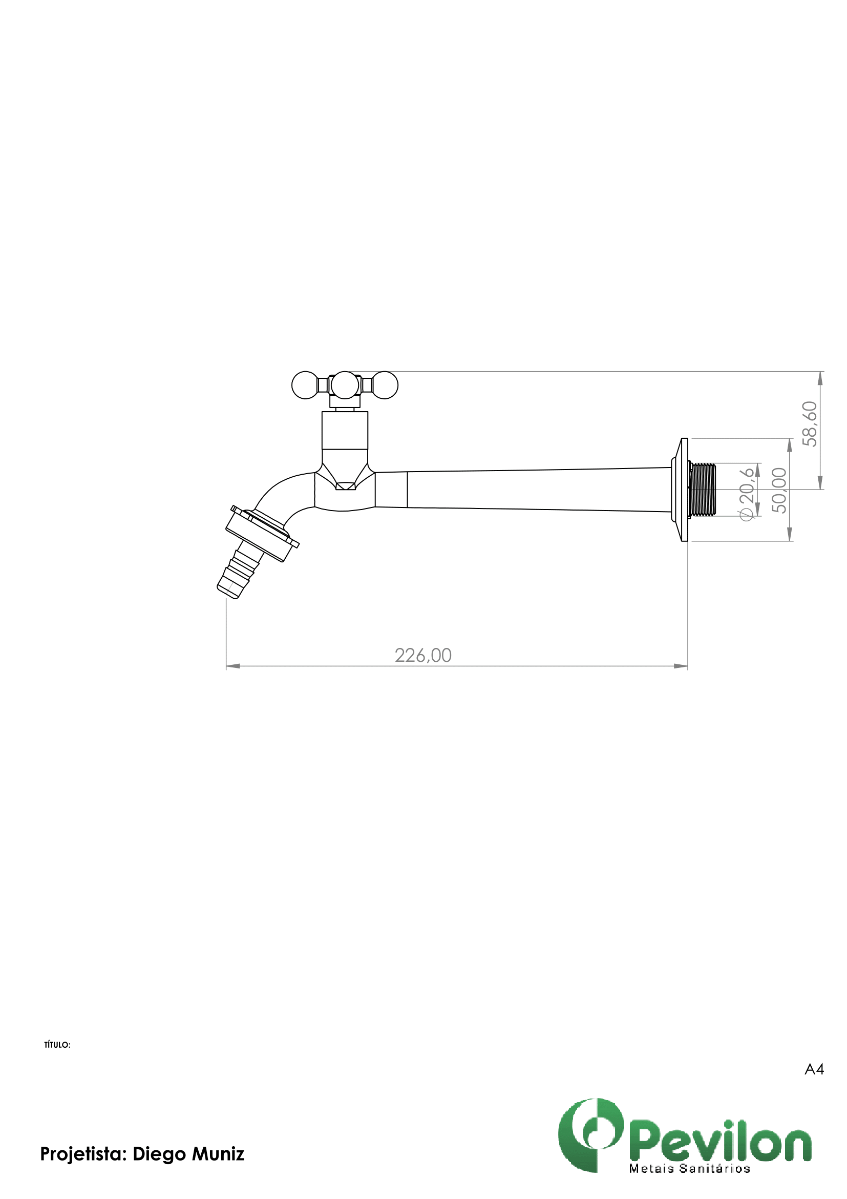 Encontraproduto.com.br - Torneira Cozinha De Parede Ravena Com Bico Dn15/dn20 C31 1163 - Pevilon