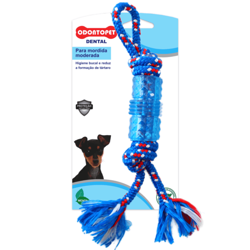 Encontraproduto.com.br - Brinquedo Dentalbone Tubo com Corda Odontopet