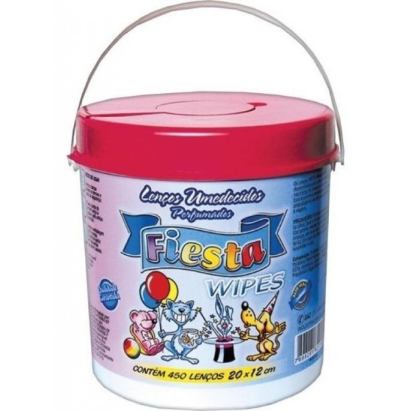 Encontraproduto.com.br - Lenços Umedecidos Fiesta Balde Rosa - 400 Uni