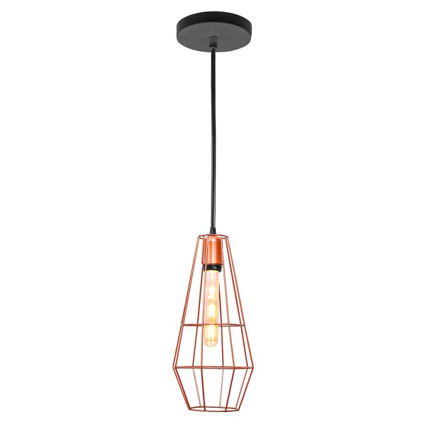 Pendente Wire Aramado Cone Cobre 35 x 17cm