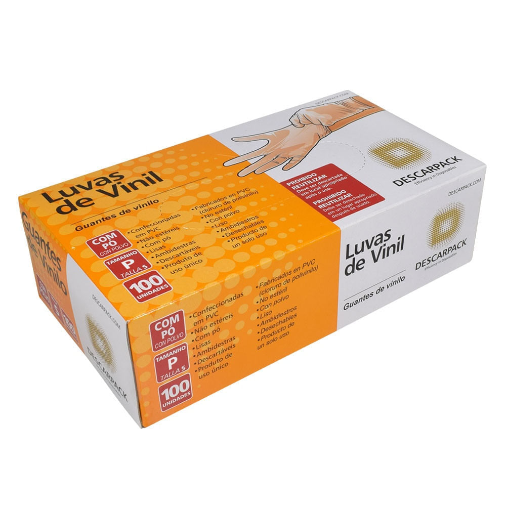 Encontraproduto.com.br - Luvas Vinil Descarpack com Pó Tamanho P com 100 Unidades