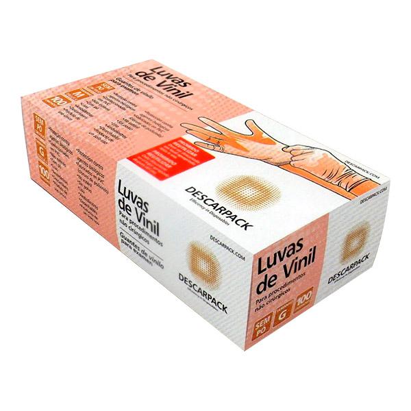 Encontraproduto.com.br - Luva Vinil Descarpack Sem Pó Tamanho M com 100 Unidades