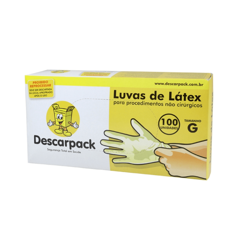 Encontraproduto.com.br - Luva de Látex Descarpack Profissional com Pó - Tamanho G - Com 100 Luvas
