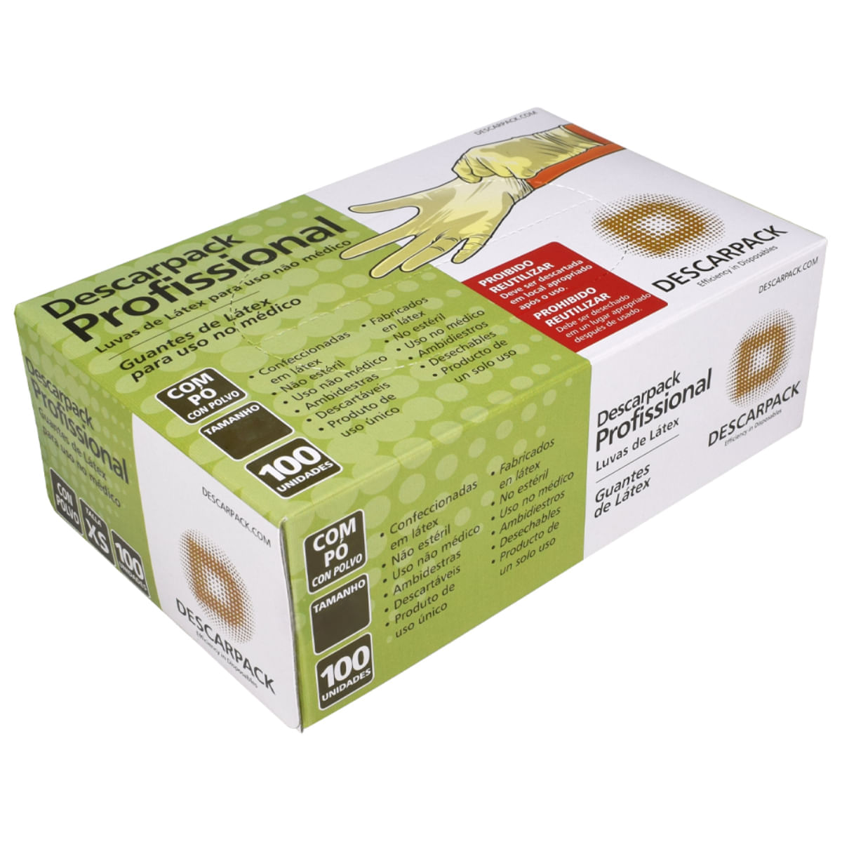 Encontraproduto.com.br - Luva de Látex Descarpack Profissional com Pó - Tamanho G - Com 100 Luvas