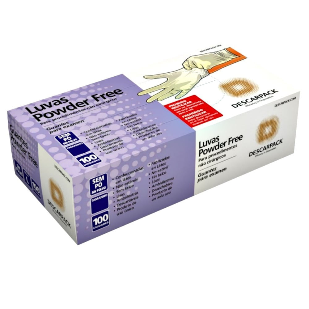 Encontraproduto.com.br - Luva Procedimentos Powder Free sem Pó Tam G - 100 luvas