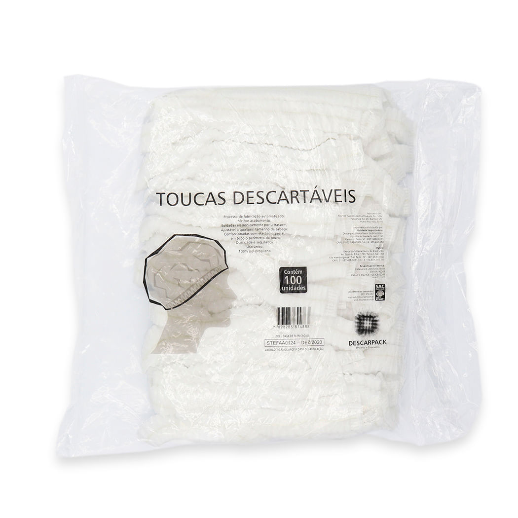 Encontraproduto.com.br - Touca Descartável com Elástico Branca - Descarpack