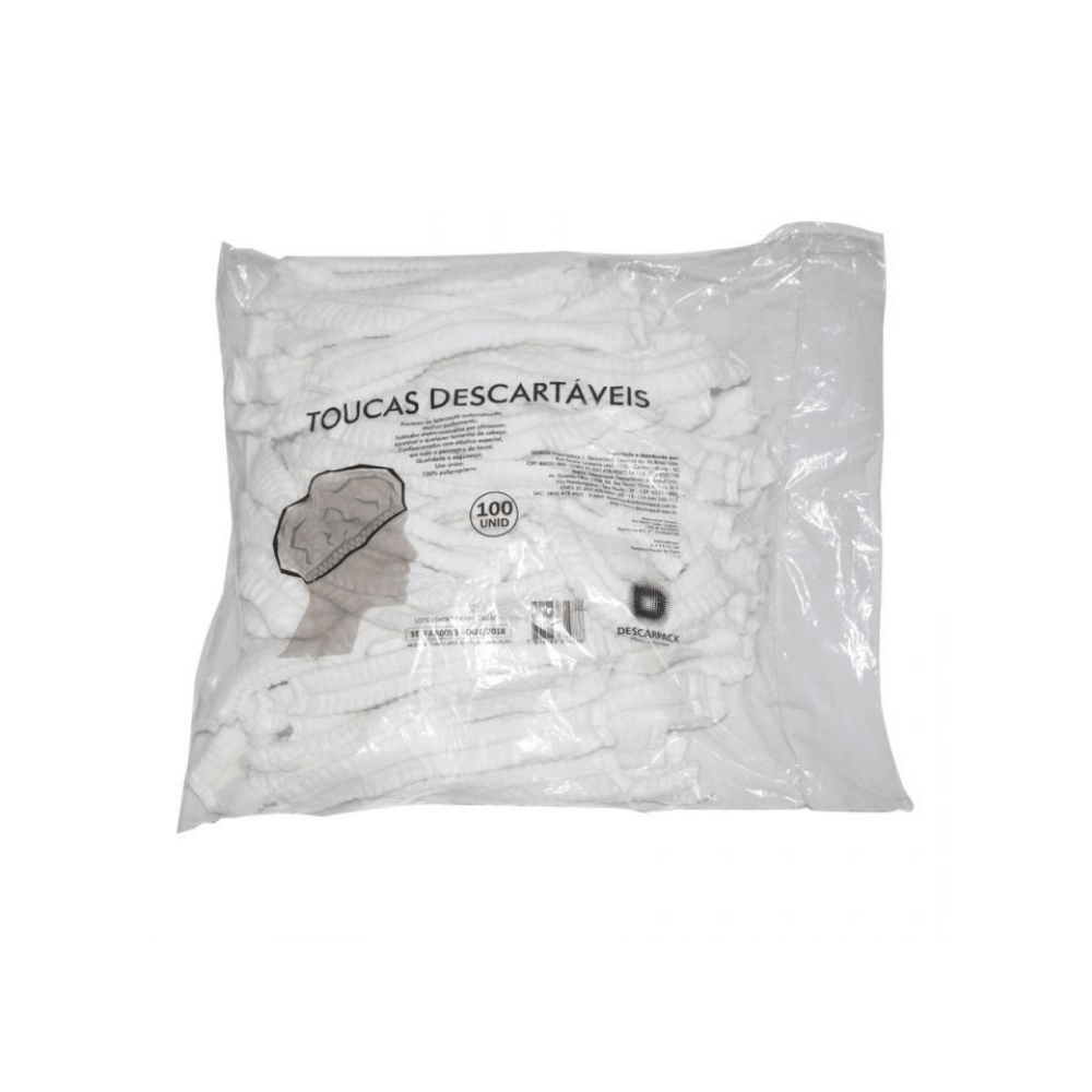 Encontraproduto.com.br - Touca Descartável com Elástico Branca - Descarpack