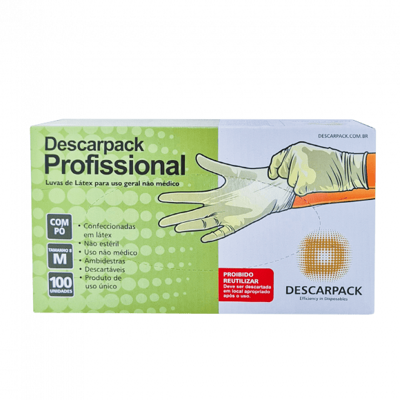 Encontraproduto.com.br - Luvas de Látex Descarpack Tamanho M - 100 Uni