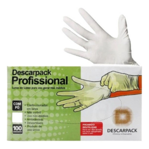 Luvas de Látex Descarpack Tamanho M - 100 Uni
