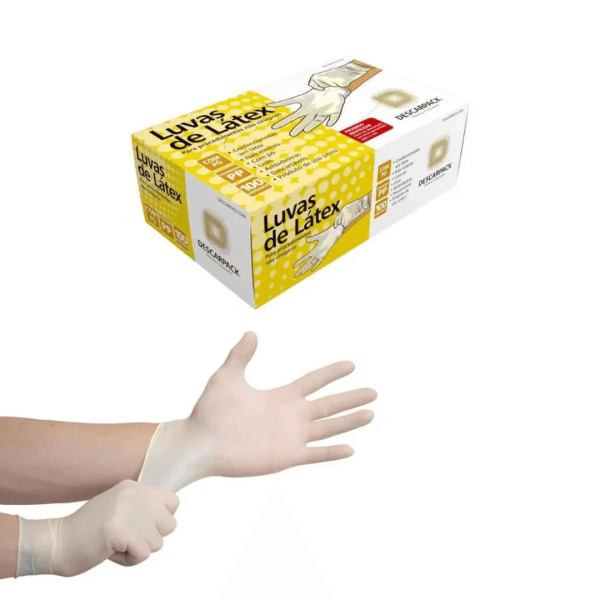 Encontraproduto.com.br - Luvas de Látex Descarpack Tamanho M - 100 Uni