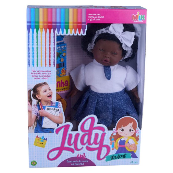 Encontraproduto.com.br - Boneca Judy Estudante Negra Milk Brinquedos 781