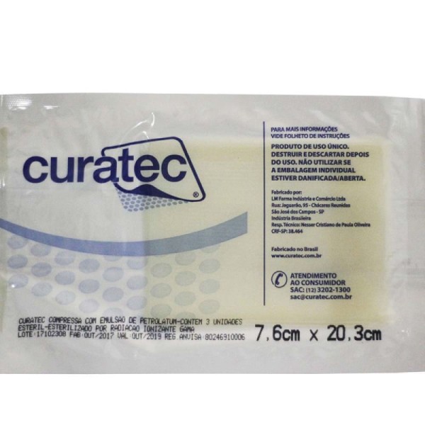 Encontraproduto.com.br - Curatec Compressa em Petrolatum 7,6 X 20,3 cm  Unidade