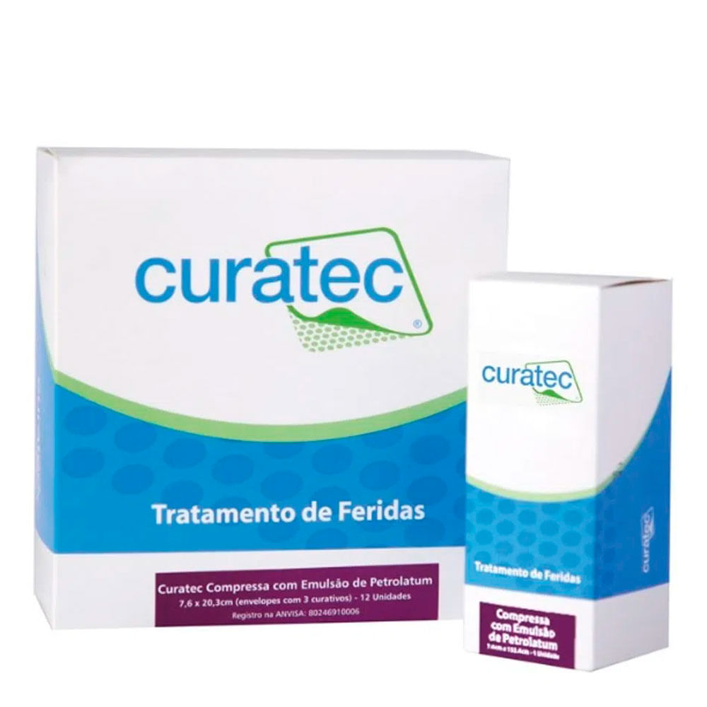 Encontraproduto.com.br - Curatec Compressa em Petrolatum 7,6 X 20,3 cm  Unidade