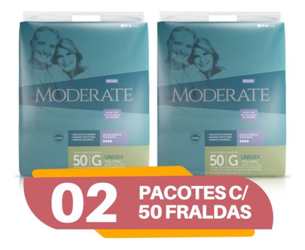 Encontraproduto.com.br - Fralda Geriátrica Moderate Tamanho G Pacote Hiper com 50 Unidades Descartáveis