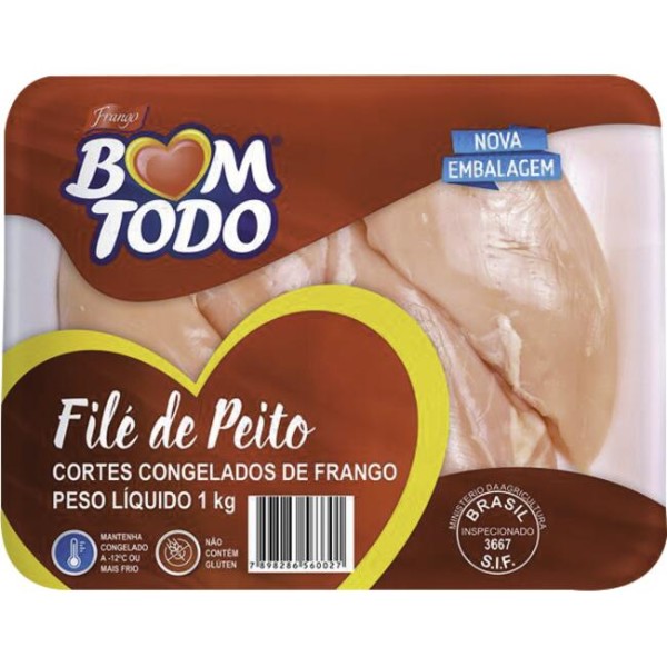 Encontraproduto.com.br - Filé de Peito de Frango Bom Todo Congelado Bandeja com 1kg