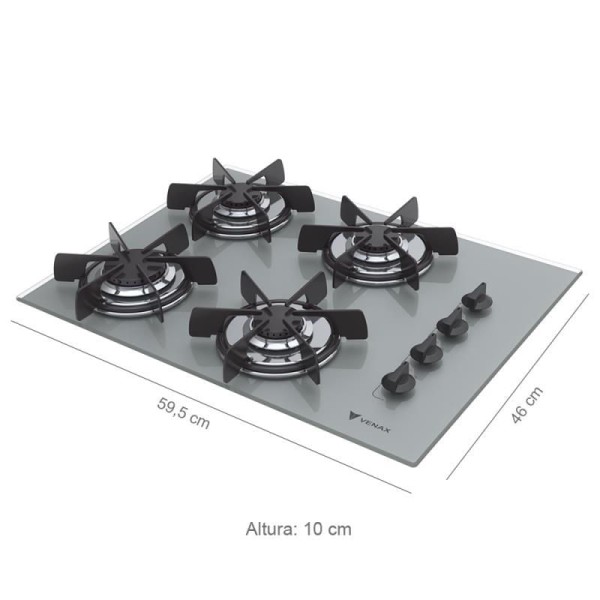 Encontraproduto.com.br - COOKTOP VOLARE 4 Q PRATA GAS GLP